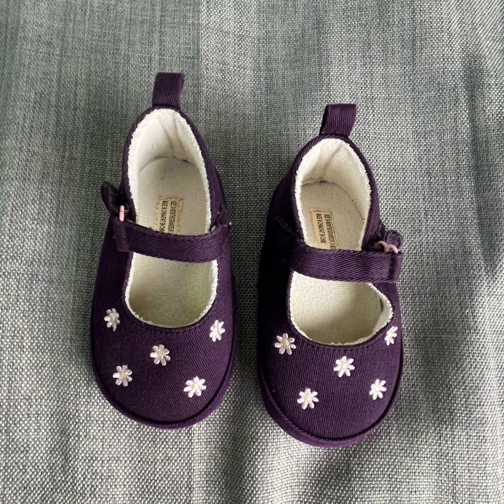Mary Janes Flats Shoes Toddler Girls 24 Month Purple Cloth Walking Booties